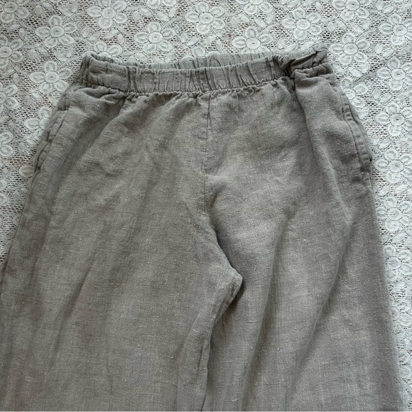 Bryn Walker Heavy Linen Flood Pant light outmeal tan size small - Picture 6 of 14